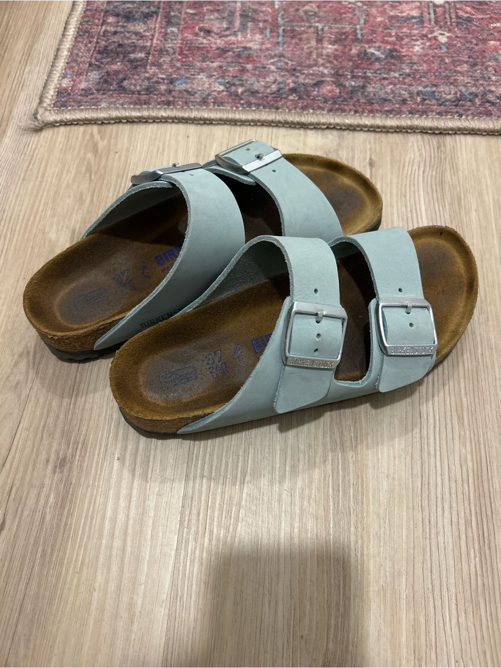 Birkenstock-Style Two-Strap light blue Women’s Sandals